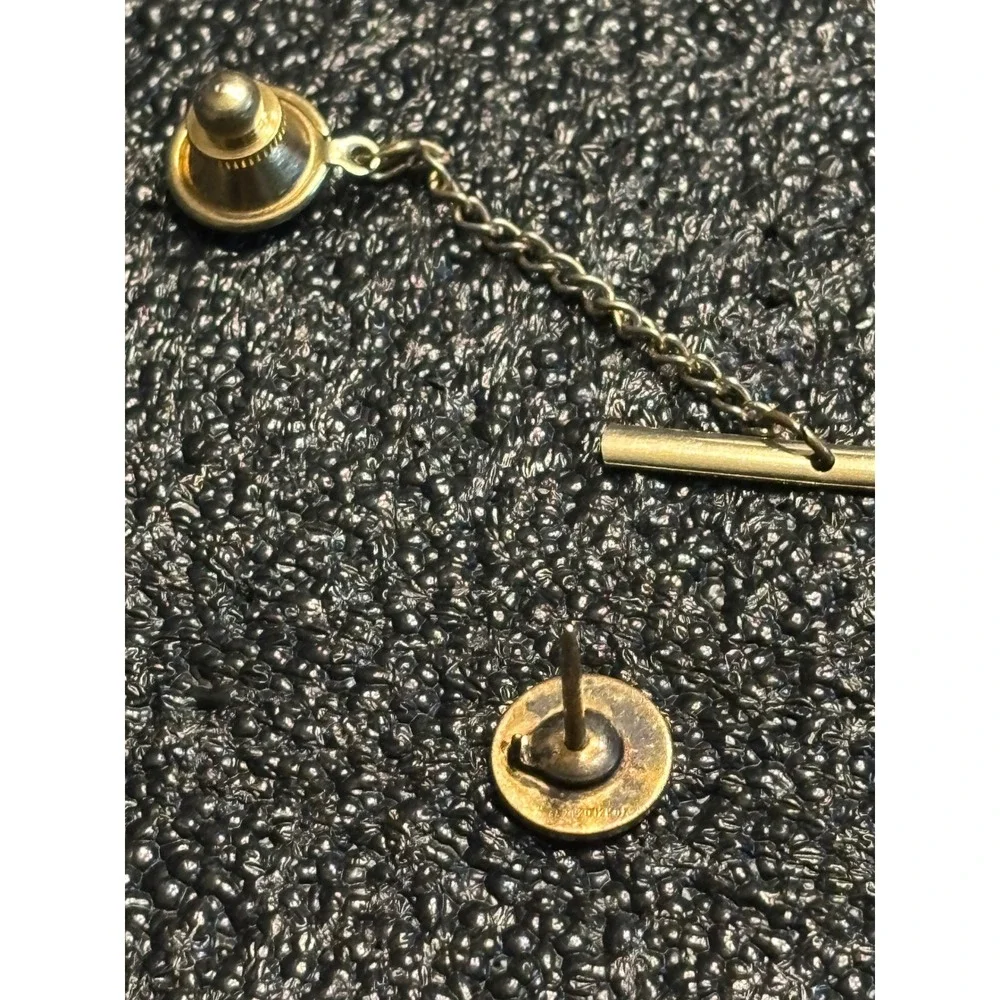 VTG 1/20 12k GF Gold Starburst Lapel Pin Tie‎ Tack Chain Diamond Accent